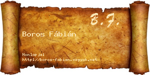 Boros Fábián névjegykártya